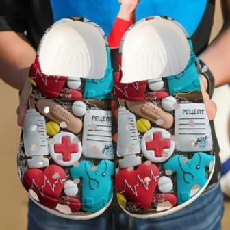 Nurse Heart Love Doctor Clog Shoes Nd03 Crocs Crocband Clogs Shoes For Men Women - Monsterry