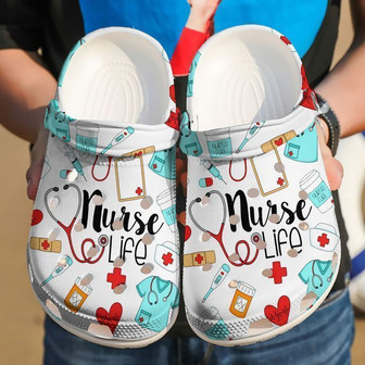 Nurse Life Watercolor Classic Clogs Shoes - Monsterry