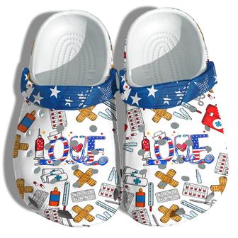 Nurse Love 4Th Of July Shoes Gift Women - Nurses Life Happy Party America Flag Shoes Birthday Gift Mommy - Monsterry