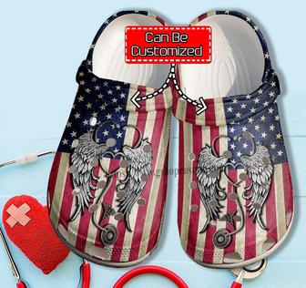 Nurse Love America Flag Shoes Gift Mother Day - Nurse Usa Flag Shoes Croc Clogs Customize 4Th Of July - Monsterry AU