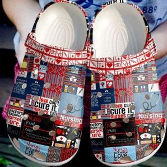 Nurse Pattern Clog Shoes Nd04 Crocs Crocband Clogs Shoes For Men Women - Monsterry UK