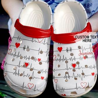Nurse Personalized Heartbeat Pattern Classic Clogs Shoes - Monsterry DE