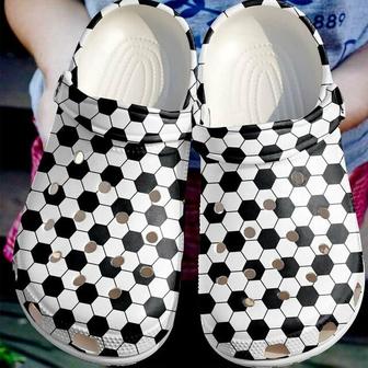 Original Black White Soccer Ball Pattern Clogs Shoes - Monsterry