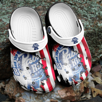 Pabst Blue Ribbon Beer Crocs Shoes Crocband Clogs Comfortable For Men Women - Monsterry