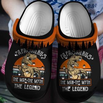 Papasaurus The Myth The Legend Funny Shoes Clogs Birthday Gift For Men Boys - Monsterry DE