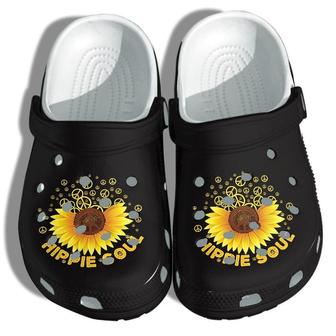 Peace Hippie Soul Sunflower Shoes Clogs - Sunflower Peace Symbol Shoes Clogs Gifts For Girl - Monsterry DE