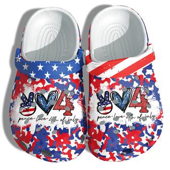 Peace Love 4Th Of July Shoes Gift Women - Heart Love Tie Dye Leopard America Flag Shoes Birthday Gift - Monsterry AU