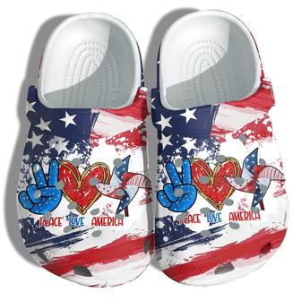Peace Love America 4Th Of July Shoes Gift Women - Hand Heart Pinwheel America Flag Shoes Birthday Gift - Monsterry DE