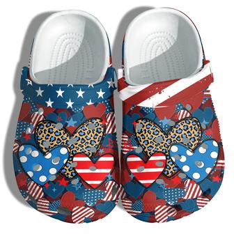 Peace Love Heart Sign 4Th Of July Shoes Gift Niece- Leopard Heart Star Stickers America Flag Shoes Birthday Gift Girl - Monsterry