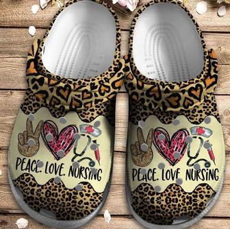 Peace Love Nursing Leopard Skin Clogs Shoes Birthday Gift - Monsterry DE
