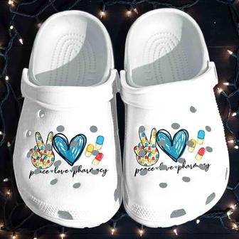 Peace Love Pharmacy Shoes Clogs Birthday Gift For Men Women - Monsterry DE