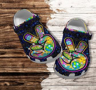 Peace Weed Funny Earth Sun Moon Croc Shoes Gift Brother- Peace Weed Galaxy Shoes Croc Clogs For Sister - Monsterry DE
