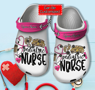Pediatric Nurse Leopard Shoes Gift Grandma Mother Day- Nurse Cute Pink Shoes Clog Clogs Customize - Monsterry