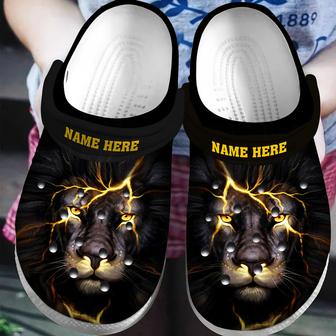 Personalized African American Black Lion Classic Clogs Shoes - Monsterry