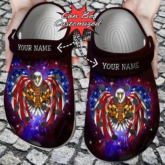 Personalized American Patriotic Eagle Clog Shoes Custom - Monsterry CA