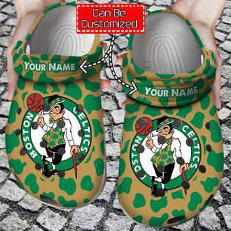 Personalized Basketball Boston Celtics Cow Animal Print Crocband Crocs Shoes | Favorety CA