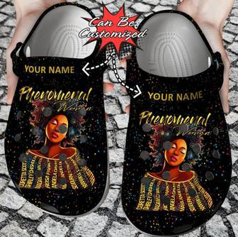 Personalized Black Girl Phenomenal Woman Clog Shoes | Favorety