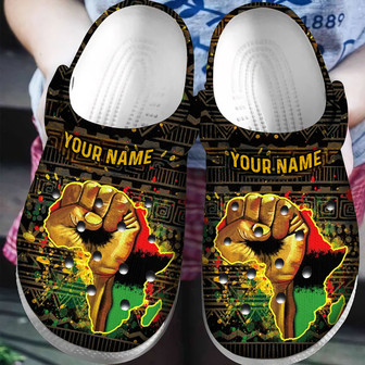 Personalized Black Power Strong African American Classic Clogs Shoes - Monsterry