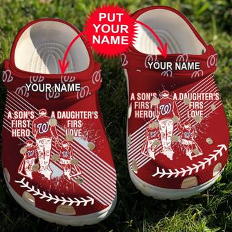 Personalized Dad And Son Daughter Mlb Washington Nationals Crocband Clogs | Favorety