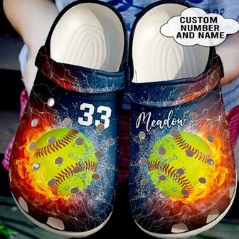 Personalized Fire And Water Softball Crocband Clogs - Monsterry