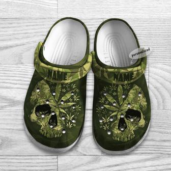 Personalized Green Skull Weed Cannabis Clog Shoesfor Men Women Marijuana 420 Weed Day Gifts Ht - Monsterry