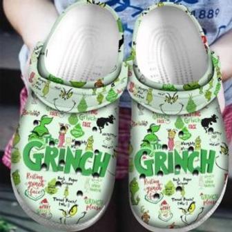 Personalized Grinch Christmas Stick Crocs Clogs Shoes Crocband Comfortable For Men Women - Monsterry DE
