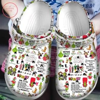 Personalized Grinch Christmas Stick Crocs Shoes Crocband Clogs Comfortable For Men Women - Monsterry DE