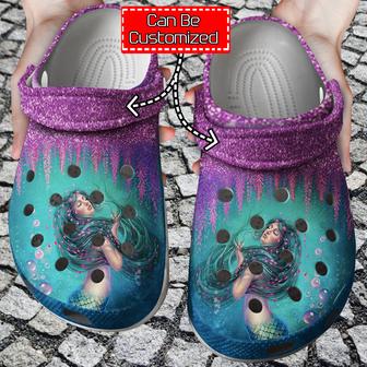 Personalized Mermaid Glitter Clog Shoes - Monsterry