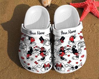 Personalized Mickey And Minnie Kiss Disney Custom Couple Mouse Clog Shoes | Favorety AU