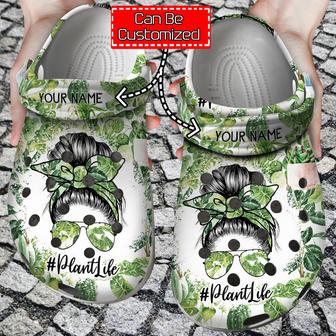 Personalized Plant Mom Messy Bun Crazy Plant Lady Clog Shoes Plant - Monsterry DE