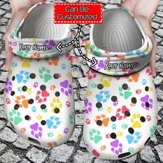 Personalized Puppy Paw Prints Pattern Clog Shoes - Monsterry