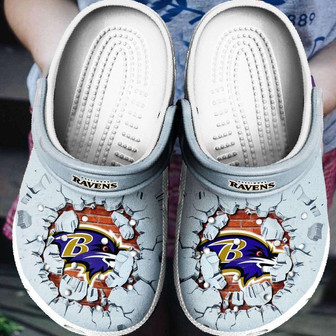 Personalized Ravens Football Team Clog Clog Custom Name Shoes - Monsterry