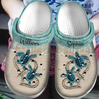 Personalized Sea Turtle Beach Love Couple Classic Clog Shoes - Monsterry AU