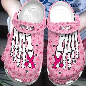 Personalized Skeleton Breast Cancer Clog Shoes Dh - Monsterry AU
