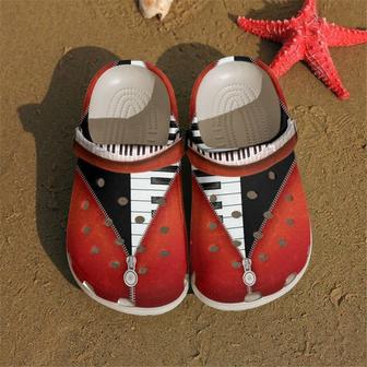 Piano Red Zipper Clog Shoes - Monsterry AU