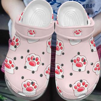 Pink Cat Foot Shoes Crocbland Clogs Birthday Gift - Monsterry