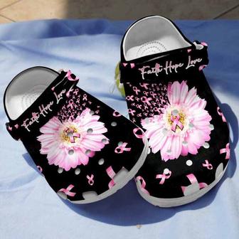 Pink Sunflower Breast Cancer Awareness Clogs Shoes Gifts For Women Girl - Monsterry CA