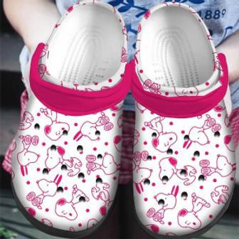 Pink White Snoopy Pattern Clogs Shoes | Favorety UK