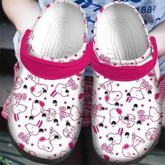 Pink White Snoopy Pattern Clogs Shoes | Favorety