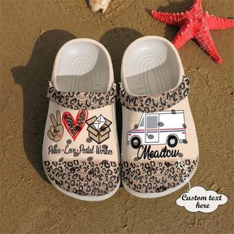 Postal Worker Personalized Peace Love Classic Clogs Shoes - Monsterry