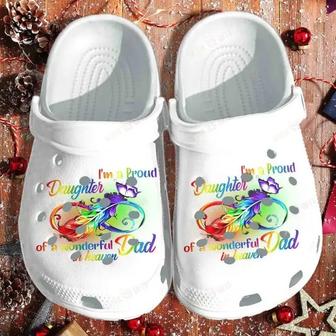 Pround Daughter Of Wonderful Dad Heaven Butterfly Crocband Clogs - Monsterry UK
