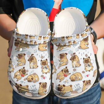 Pug I Love Pugs Classic Clogs Shoes - Monsterry