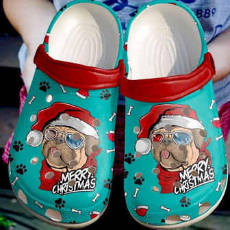 Pug Merry Christmas Clogband Clog Shoes For Men Women - Monsterry