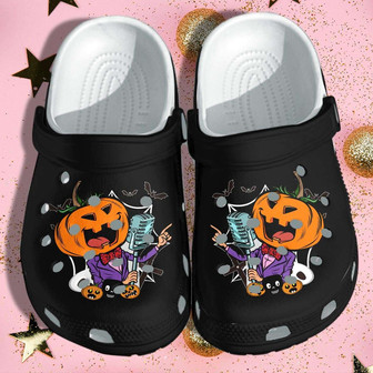 Pumpkin Rock Sings Tattoo Halloween Clogband Clogs Shoes - Monsterry