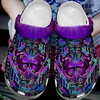 Purple Butterfly Hippie Trippy Shoes Clogs - Butterfly Bling Shoes Clogs Gifts Birthday Women - Monsterry UK