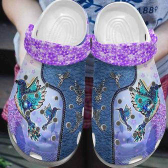 Purple Hummingbird Twinkle Shoes - Hummingbird Clogs Birthday Gift Women- Purple-Hmb - Monsterry
