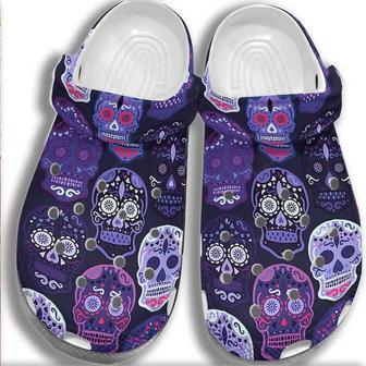 Purple Skull 3D Clog Shoesshoes Crocbland Clog Gifts For Women Girl Daughter Niece - Monsterry