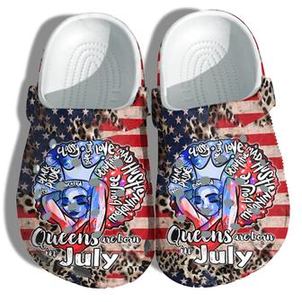 Queens Are Born In July 4Th Of July Shoes Gift Women - Leopard Black Magic Girls America Flag Shoes Birthday Gift - Monsterry
