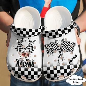 Racing Personalized Just A Girl Who Loves Classic Clogs Shoes - Monsterry DE