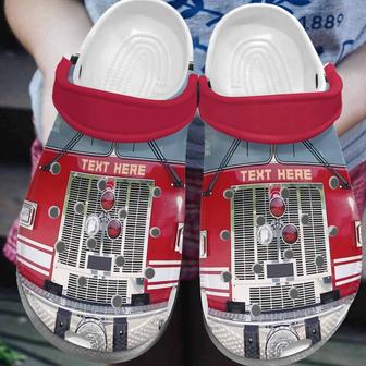 Red Cartoon Firetruck Shoes Clogs Men - Firefighter Custom Shoes Clogs Gifts For Son Cousin Dad - Monsterry AU